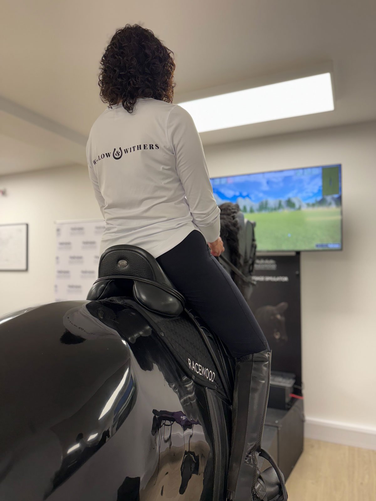 Melanie Taljaard training on Will-oh! Horse Simulator